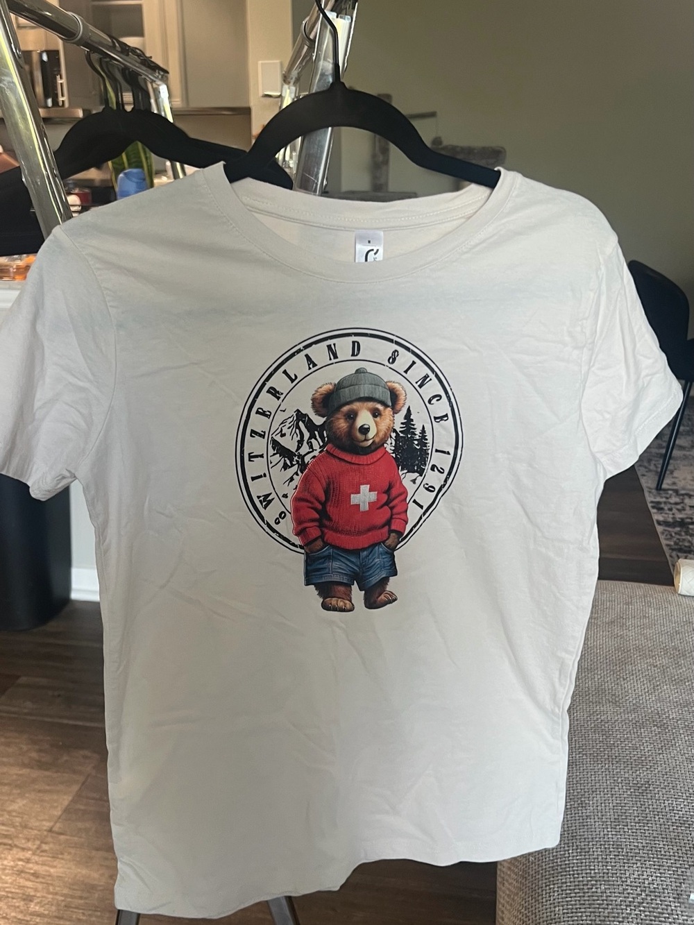 Teddy bear graphic t-shirt Switzerland print size M